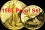 1987 2 pieces Gold American Eagle 1OZ & 1/2OZ Proof Set